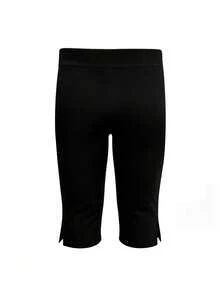 Plus Size Women Black Tight-Fitting Bermuda Shorts For Outdoor Streetwear - Black - View 7