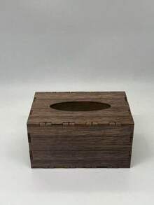 1pc Minimalist Nordic Style Rectangular Cedar Wood Napkin Holder, Natural Wood Grain Solid Color, Long Rectangular Shape, Living Room Tissue Storage Box, Smooth Tissue Slot, Vanity Tissue Organizer, Home Daily Use, Housewarming Gift, Christmas Gift, All Season - Coffee Brown - View 7