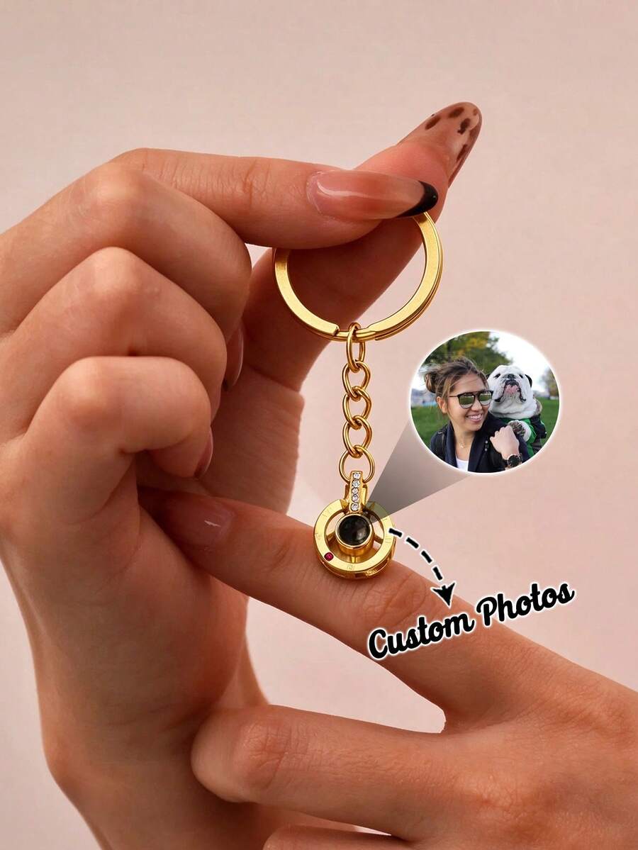 Customized Photo Personalized Cute Pet Paw Print Projection Photo Keychain Paw-Shaped Pendant Commemorative Style, Built-In Memorial Photo, Suitable For Halloween, Christmas, Surprise Accessory Gift Carrying Beautiful Memories - Multicolor-style 2 - View 1