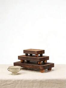 1/3pcs Wooden Display Stand, Wooden Base Rack, Decorative Wooden Standing Rack, Farmhouse Vintage Country Standing Rack, Stackable Kitchen Wooden Bracket, Wooden Storage Tray, Home Organization And Storage Supplies, Vintage Room Decor, Home Decor, Mini Wooden Base - one-size - View 7
