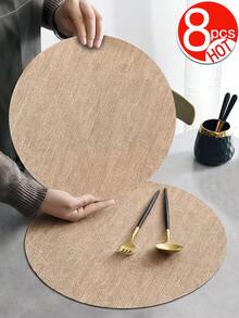 Tkvega • Home 1-12pcs Round Jute Placemats, Coasters, Heat-Resistant Table Mats, Suitable For Kitchen And Dining Room, Wedding Tablecloth, Home Decor, Wedding Decorations, Room Decor, Suitable For Wedding Party, Birthday Party, Family Gathering - Multicolor - View 9