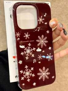 Stylish Design Simple Snowflake Pattern Phone Case For Iphone18Pro Max 18Pro 17 16 15 Plus 14 13 12 11 Pro Max Fashion Shell Cover - Burgundy - View 3