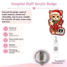 1pc Christmas Cat Shaped Badge Holder, Includes Gingerbread Man, Santa Claus And Christmas Tree Patterns, Retractable Card Holder With Clip, Suitable For ID Badge, Doctor ID, Nurse ID, Teacher Name Tag And More - Multicolor - View 3
