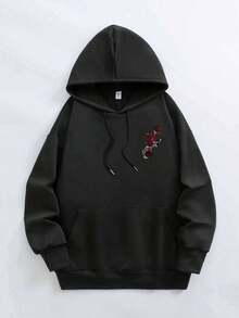 Sweatshirt Hoodie Kasual Wanita Ukuran Besar, Untuk Liburan Musim Gugur/Dingin, Warna Hitam - Hitam - View 4