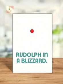 Funny Minimalist Christmas Greeting Card, Rudolph In A Blizzard Simple Red Dot Design, Humorous Holiday Card For Friends Family, Unique Xmas Gift Card For Christmas Party Greetings - One Size Fits All - View 7