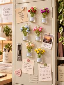 5pcs Mini Vase Magnets - 2026 New Cute Mini Fridge Magnets 3D Vase Fun Fridge Accessories Kitchen Decor (Multi-Color) Holiday Gift - Default - View 3