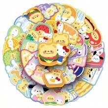 50pcs Sanrio And Butter Bear Cartoon Stickers, Suitable For Decorating Phone, Tablet, Laptop, Camera, Desk, Diary, Planner - Multicolor - View 1