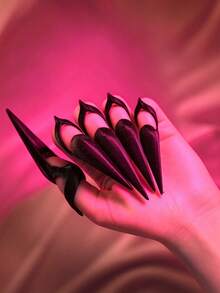 10pcs/5pcs Cosplay Cat Claw Nail Props Gothic Style Pointed Finger Claws Nail Covers Halloween Role Play - Multicolor - View 5