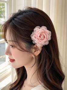 Rose Flower Hair Clip - High-End New Style Hair Accessory. Hair Claw For Updo. Hair Clip With Grip. - Multicolor - View 5