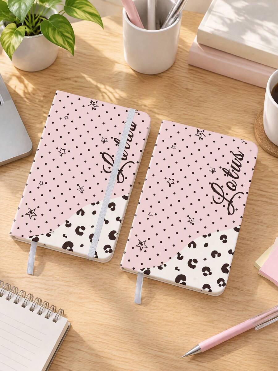A5 Leopard Print Polka Dot Notebook - Portable Small Notebook With High Appearance Quality, Suitable For Students For Horizontal Note-Taking, Hand Journal, PU Leather Diary, Office Decoration And Accessories. - Multicolor - View 1