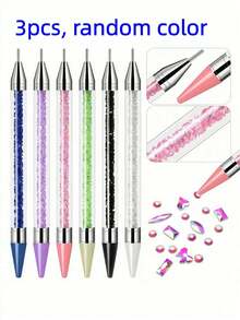 Double-Headed Self-Adhesive Diamond Painting Wax Pencil, Rhinestone Gemstone Picker, Crystal Handle Nail Art Dotting Tool Set, Suitable For 5D DIY Cross Stitch Handicrafts (1/2/3/4pcs) - View 17