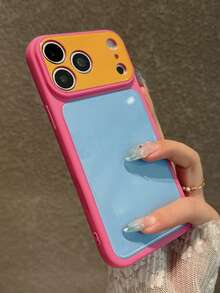 Contrast Color Full Coverage Shockproof Soft Protective Case, Compatible With IPhone 18 Pro Max/18 Pro/18/17 Pro Max/17 Pro/17/16 Pro Max/16/16 Pro/15/15 Pro Max/15 Pro/13/14 Pro Max/14 Pro/14 Pro Max, Fashionable - Orange-blue - View 5