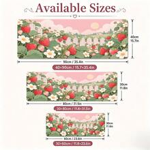 1pc Strawberry Garden Mouse Pad, Red Berries, White Flowers And Pink Sky Pattern Extended Desk Mat For Home Office And Gaming - View 5