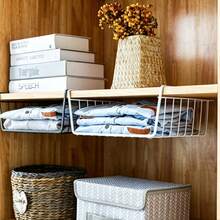 3pcs Under Cabinet Hanging Baskets, Metal Wire Storage Rack, Suitable For Kitchen, Bathroom And Bedroom Under Shelf Storage, Space-Saving Closet And Dorm Storage Baskets, Under Desk Hanging Baskets - Multicolor - View 2