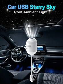 2-In-1 Car USB Starry Galaxy Light, High Definition 360° Rotating Starry Light, Adjustable Brightness Touch Night Light, Romantic Decorative Light, Suitable For Car Interior, Home, Bedroom Ceiling And Wall - A - View 3