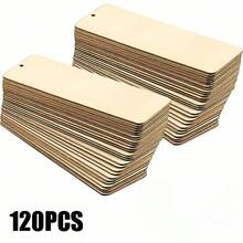 5/10/20/40/60/120pcs Blank Wooden Bookmarks, DIY Rectangular Wooden Tags With Rope, Suitable For Wedding, Birthday Party, Rustic Holiday Book Decoration - Multicolor - View 11