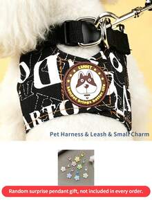 Set Harness dan Tali Hewan Peliharaan Multi-Gaya, 1 Liontin Kecil Acak, 6 Pilihan Pola, Harness Rompi Kucing & Anjing yang Dapat Diatur, Cocok untuk Hewan Peliharaan Kecil dan Sedang untuk Jalan-jalan di Luar Ruangan, Aksesoris Pakaian Hewan Peliharaan - MultiWarna - View 15
