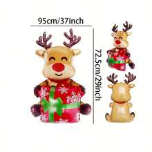 1/2pcs Christmas Reindeer Balloons, Large Reindeer Balloons, Suitable For Christmas Birthday Party Decoration, Holiday Party, New Year's Eve Decoration - Christmas Gift Box Reindeer - View 2