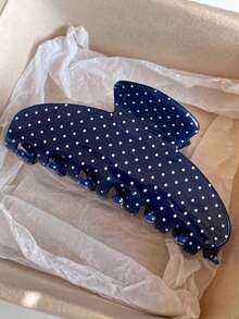 1pc Polka Dot Semi-Circular Hair Clip, Minimalist Versatile Commuter Hair Accessory For Autumn/Winter - Multicolor - View 2