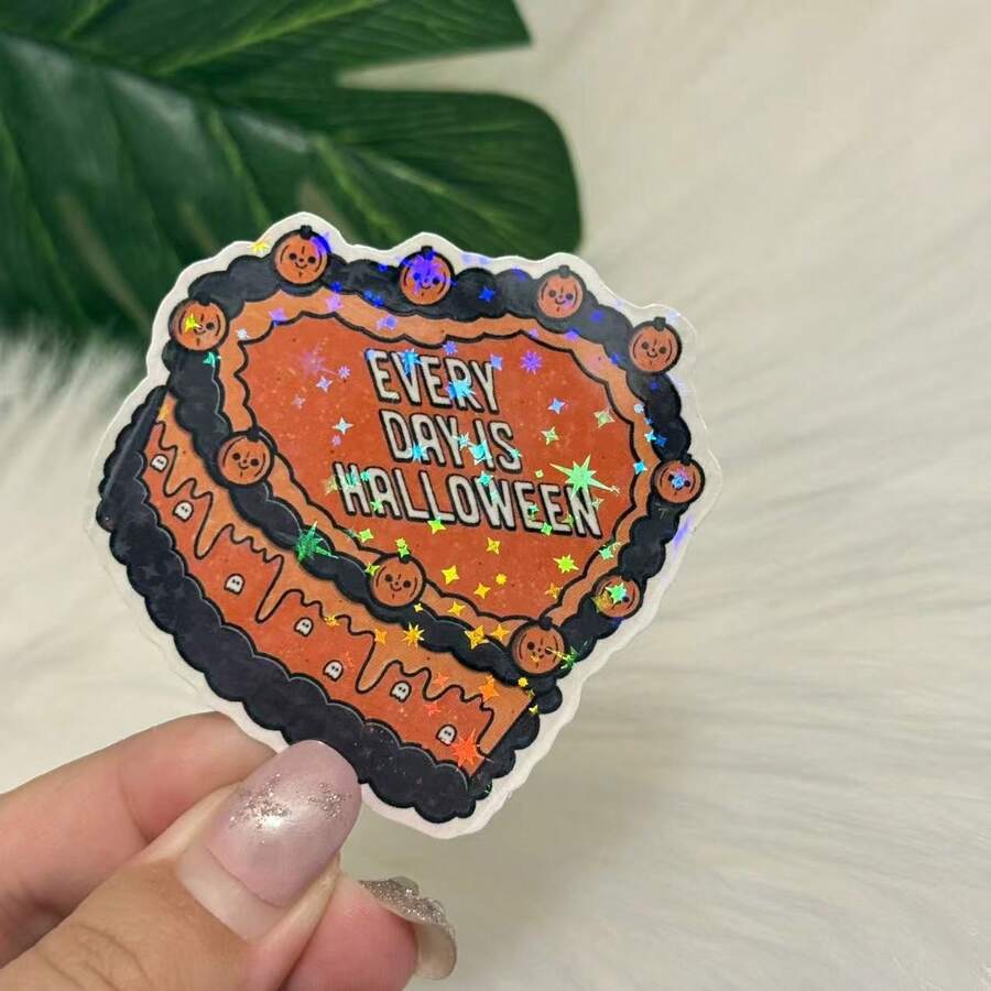Halloween Cake Sticker: Vinyl Sticker (Applicable To Laptops, Water Bottles, Diaries, Cups, Planner Books, Etc.) - one-size - View 1