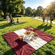 1pc Pure White Garden Picnic Mat, Mini Oversized Beach Mat, Compact Lightweight Durable. Perfect For Travel, Camping And Picnic. Also As Valentine's Day Gift For Girlfriend. Adult Oversized Design, With 4 Small Yellow Stakes And Storage Bag, Enjoy Beach And Outdoor Garden Adventure Fun - B - View 13