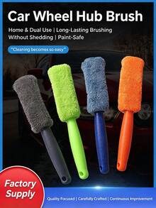 Soft Microfiber Car Wheel Cleaning Brush, Scratch-Free Rim And Tire Brush, Flexible Deep Cleaning Detail Tool, Suitable For Sedan, Truck, SUV, Motorcycle Multi-Function Wheel Brush - Ergonomic Handle, Washable, Reusable - Promotional Item - View 1