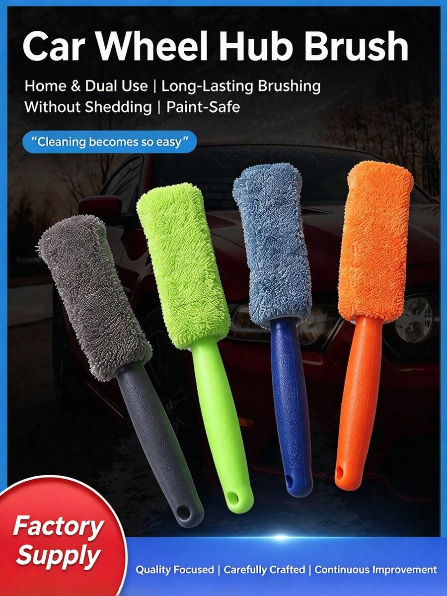 Soft Microfiber Car Wheel Cleaning Brush, Scratch-Free Rim And Tire Brush, Flexible Deep Cleaning Detail Tool, Suitable For Sedan, Truck, SUV, Motorcycle Multi-Function Wheel Brush - Ergonomic Handle, Washable, Reusable - Promotional Item - View 1