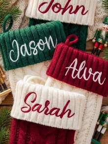 2026 Embroidered Christmas Stocking, Knitted Family Stockings, Personalized Xmas Stocking With Name, Holiday Gifts - Multicolor - View 6