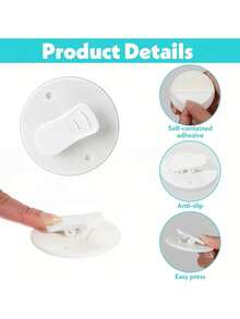 4pcs Bathroom Shower Curtain Clips, Self-Adhesive Shower Curtain Weights, Anti-Splash Shower Curtain Weight Clips, Suitable For Home Shower Wall, Prevent Wind And Water Splashing - White - View 3