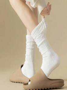 1/3/5/10 Pairs Vertical Striped Loose Over-The-Knee Socks, Double-Needle Long Socks, Matching Tall Boots Socks, Leg-Lengthening Decorative Socks, JK Fashion Girl Style, Suitable For Daily Wear, Y2K Style, Comfortable And Warm - Multicolor - View 3