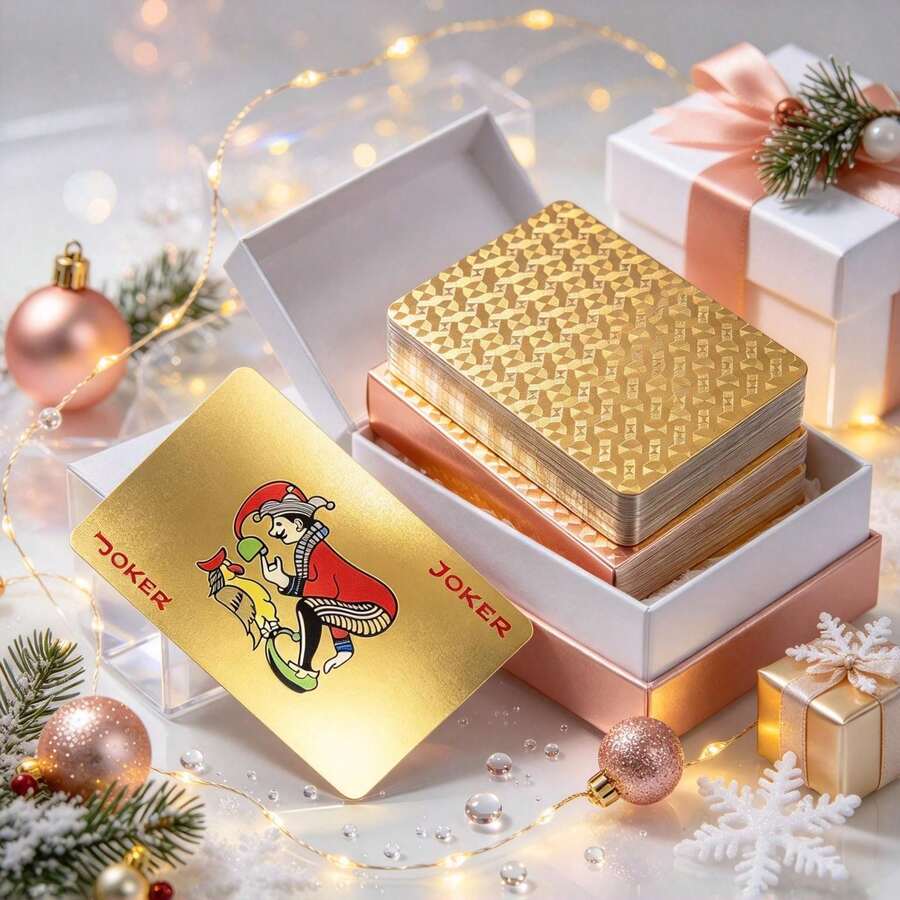 1pc Gold-Plated Poker Card - Model Palm-Sized Golden Poker Card - High-Value Healing Party Relaxation Stress Relief Card Toy - 2026 New Style - Gift For Friends - Collectible Gift - Holiday Gift - Birthday Gift - Thoughtful Gift - Ideal Gift - Halloween - Christmas - Multicolor - View 1