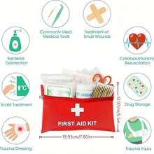 137pcs Car Travel First Aid Kit, Emergency First Aid Kit, Suitable For Hiking Camping, Small Trauma First Aid Kit, Boat Vehicle Use, Lightweight Compact Pocket First Aid Kit, Sports Outdoor Survival - View 2