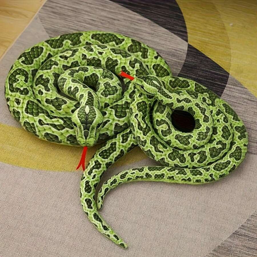 1pc Realistic Snake Plush Doll, Vivid Scale Pattern Design, Soft Fabric And Durable Stitching, Suitable For Room Decor And Personal Collection - Multicolor - View 1
