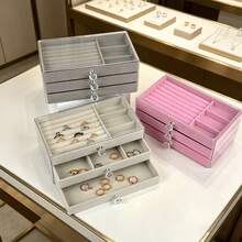1pc Luxury Crystal Handle Jewelry Storage Box, Transparent Acrylic Jewelry Cabinet With Velvet Drawer - Multicolor - View 4