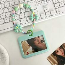 Ins Slide Cover Solid Color 3-Inch Card Holder Mint Green Bow Knot Wristlet Keychain ID Badge Holder Card Sleeve Photo Protector Idol Photocard Protector For Students, K-Pop Fans, Office Workers, Photocard Storage, ID Protection, Campus Commute, Office Use, Portable, Birthday Gift, Holiday Gift, Merchandise Collection, Best Friend Gift, Desk Storage, Display - A - View 13