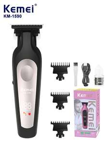 Kemei Professional Electric Hair Clipper, 0mm Zero-Gap Trimmer, Wireless USB Rechargeable Clipper With LED Display, Stainless Steel T-Blade, Suitable For Men's Shaving And Haircut Trimming, Perfect For Barbershops And Everyday Use. - Multicolor - View 10