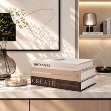 3pcs Set Home Decor Artificial Books, Stackable Paper Fake Books, Suitable For Coffee Table, Bedside Table And Living Room Decoration, Modern Home Atmosphere Arrangement And Holiday Scene Decor Props - 3pcs - View 6