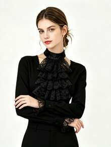 3pcs Victorian Style Detachable Collar And Cuffs Set, Women's Ruffle Collar Accessories, Halloween - Multicolor - View 13