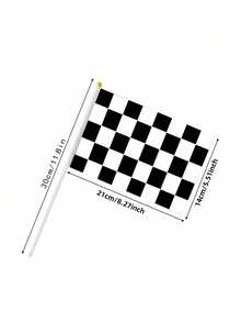 1/2/5/10/20/50pcs Black And White Checkered Racing Flags With 30cm Long Plastic Sticks Can Be Used As Racing Theme Handheld Sticks, Suitable For Party Decorations, Racing Theme Parties, Car Theme Birthday Parties, Holiday Decorations, One Size = 2pcs - Multicolor - View 3