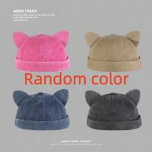 1pc Cute Cat Ear Brimless Hat, Fashionable Versatile Skull Cap, Holiday Party Gathering Costume Hat - Multicolor - View 8