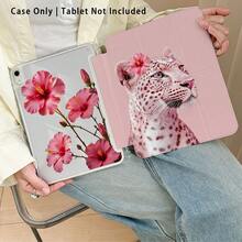Leopard And Lily Pattern Painted Effect Tablet Protective Case With Stand, Compatible With Honor 8/9/10/X8/X8A/X9/X8Pro/X9Pro, MatePad SE 11"/MatePad 11"/11.5", MatePad Pro, Apple 10th/11th Gen 2025 (A16), Galaxy Tab A7/A9 And Other Popular Models - Style 26 - View 5