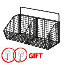 1pc Wall-Mounted Kitchen Storage Basket, Multi-Functional Organizer Rack For Vegetables, Garlic And Onion, Durable Metal Shelf, Suitable For Small Kitchen And Bathroom Storage, No Battery Required, Other Materials - Black - View 8