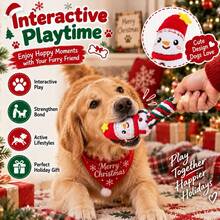 6PCS Christmas Dog Squeaky Toys, Xmas Pet Rope Plush Chew Toys Set, Holiday Puppy Teething Interactive Toys For Small Medium Dogs - Multicolor - View 5