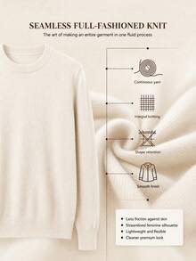 Women's 100% Merino Wool Sweater Autumn Winter Long Sleeve Women's Crewneck Sweater Warm Soft Knitted Pullover Autumn Outfit For Women Winter Clothes - Beige - View 4