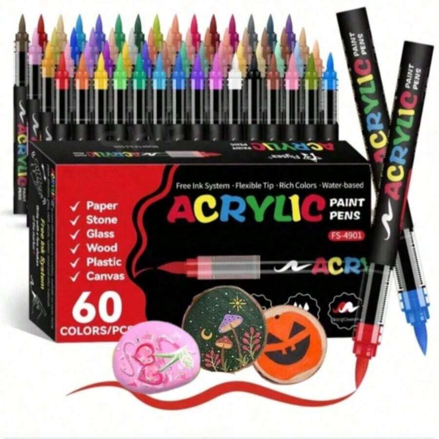 288/240/168/120/100/72/60/48/36/24/12 Colors Liquid Ink Soft Tip Acrylic Marker Set, Non-Bleeding, Suitable For Scrapbooking, Handwriting, Card Making, Black Cardstock, Stone Painting, Christmas Decoration Gifts