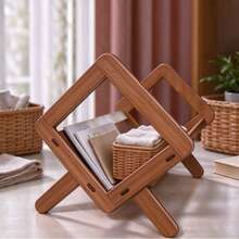 1 buah Rak Buku Meja Kayu Minimalis, Rak Buku Lipat Satu Lapis, Rak Penyimpanan Lipat Satu Lapis, Rak Display Penyimpanan Buku Gaya Kayu Alami, Cocok Untuk Rumah, Kantor, dan Meja Kamar Tidur - MultiWarna - View 8