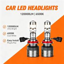 Heyword 2pcs/1pc 2000W H7 H4 H11 LED Mini Lens Headlight 9005 9006 HB3 HB4 Canbus Turbo LED Projector Bulb 6000K Car/Motorcycle Light Fog Light - 6000K Cold White - View 2