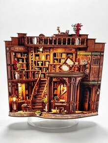 1pc Vintage Library Mini Acrylic Decor, Creative Desktop Display Ornament, Great Hobby Project, Perfect Christmas & Multi-Holiday Gift Choice, Eye-Catching Home Bookshelf Decoration For Book Lovers, Holiday Decor Item (No Power Required) - A - View 5