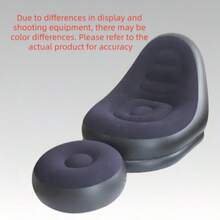 Flocked Portable Inflatable Sofa Footrest Set Lightweight Foldable Air Lounge Chair Durable Comfort Recliner For Home Bedroom Dorm Living Room Camping Picnic Backyard Balcony Practical Holiday Gift - New Model - View 9