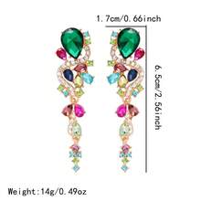 1 Pair Colorful S-Shaped Rhinestone Tassel Stud Earrings, Elegant Women's Evening Party Jewelry - water droplets - View 4